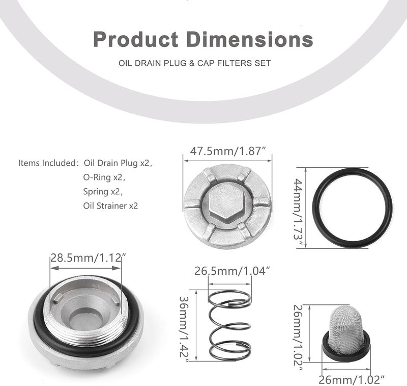 Minho Motorcycle Oil Drain Plug & Cap Filters Set in Aluminum & Rubber Material Compatible with Yamaha Nmax 155cc - Pack of 2 - Image 4